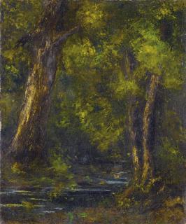 Gustave Courbet - Rivière Dans Un Sous-Boisgustave Courbet ; River In A Wood ; Signed Lower Right ; Oil On Canvas, Unframed