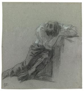 Gustave Courbet - Study Of A Man Leaning On A Ledge, His Head Resting On His Arms
