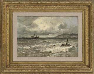 Gustave De Breanski, R.B.A. - A rough day off the Dorset coast