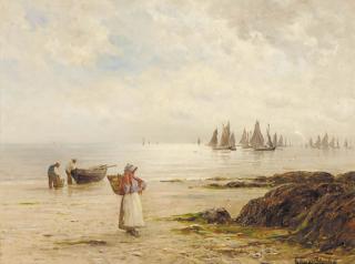 Gustave De Bréanski - A silvery morning coast of Cornwall