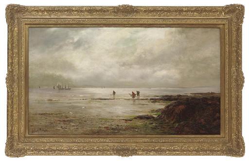 Gustave De Breanski - Gathering cockles at low tide