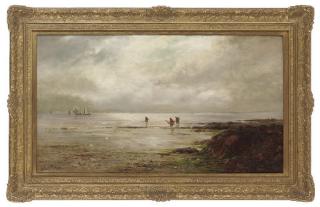 Gustave De Breanski - Gathering cockles at low tide
