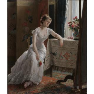 Gustave De Jonghe - Belgian girl With A Rose