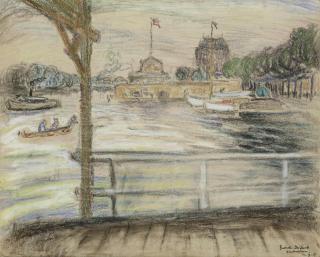 Gustave De Smet - A view of the Amstel with the Amstel Hotel in the distance, Amsterdam