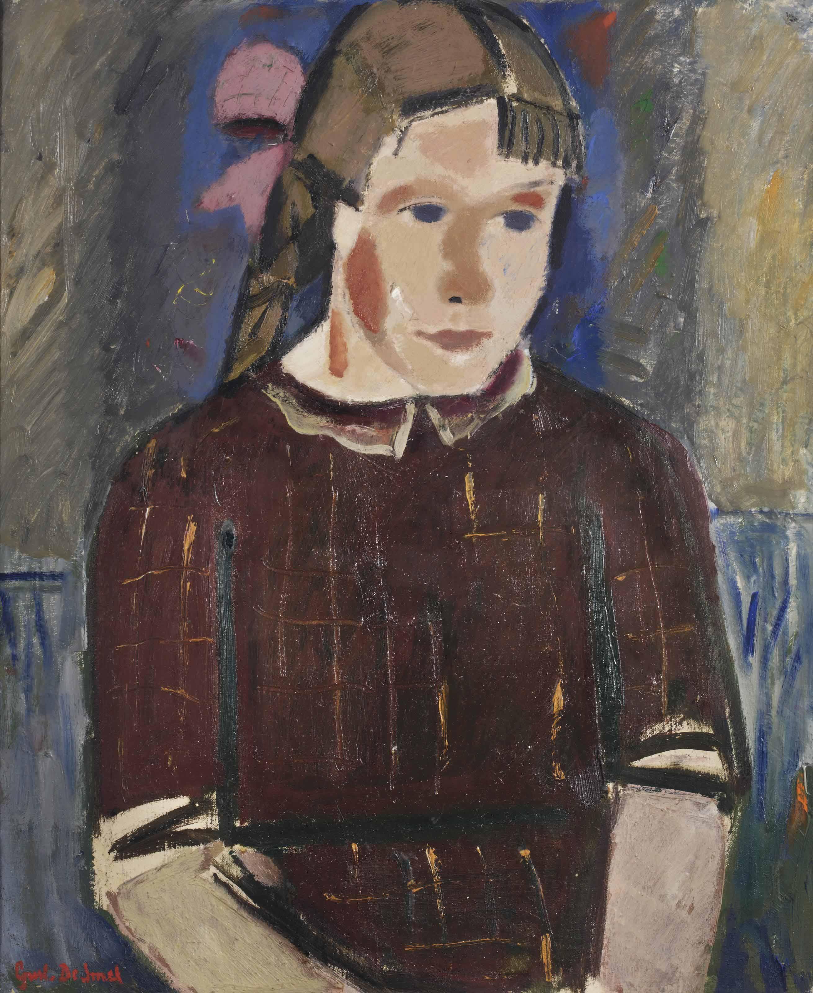 Gustave De Smet - Girl With A Pink Ribbon