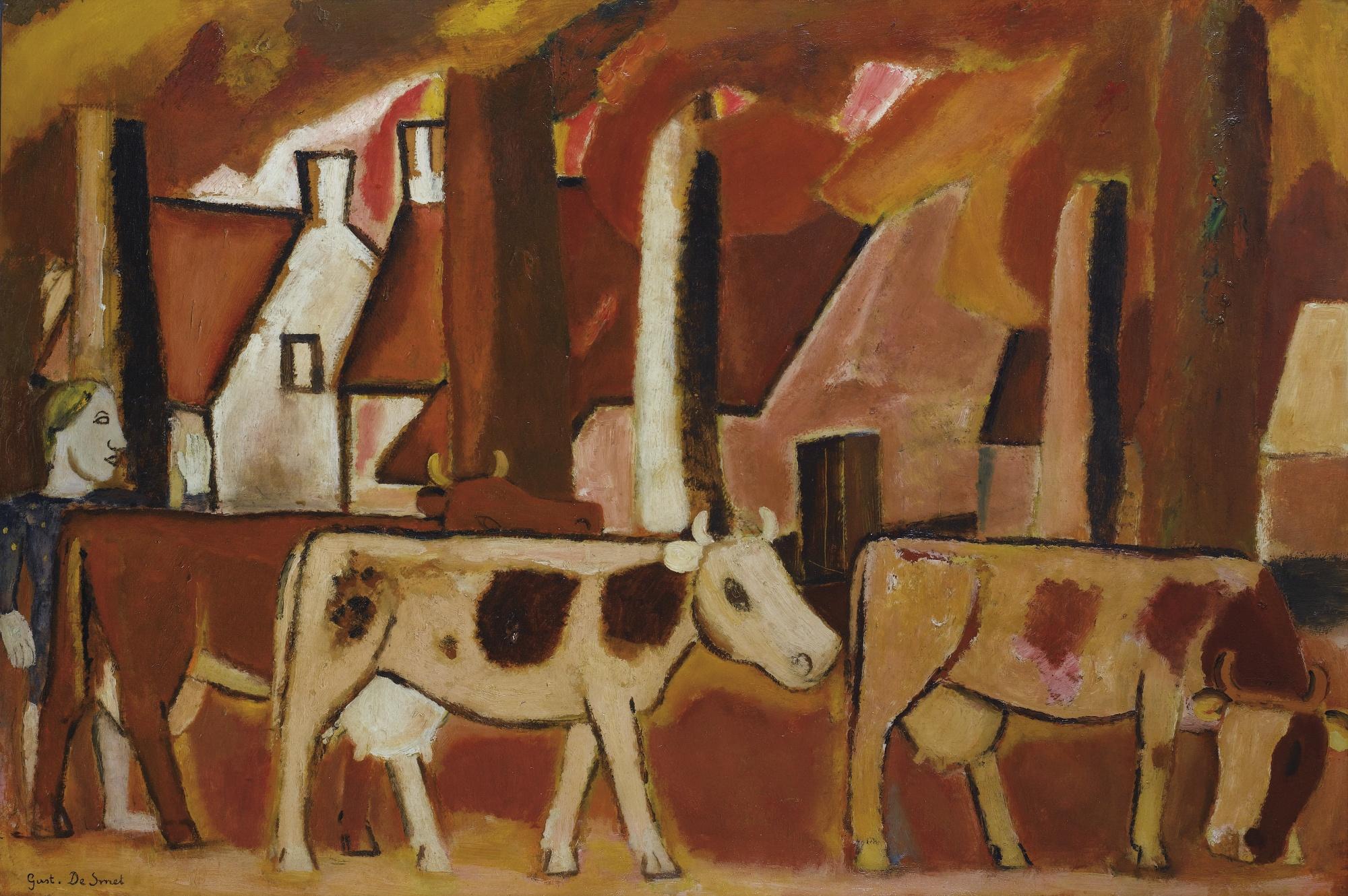 Gustave De Smet - Les Vaches Dans Une Mène Vers L\'Étable