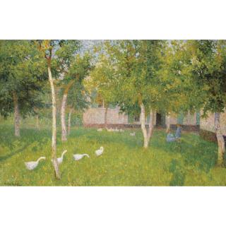 Gustave De Smet - Oies Dans Un Jardin Avec Deux Enfants