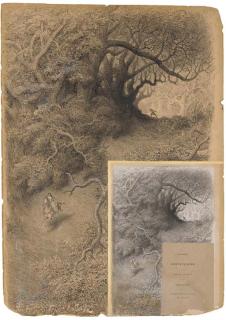 Gustave Doré - Angélique fuyant sur son cheval à travers la forêt