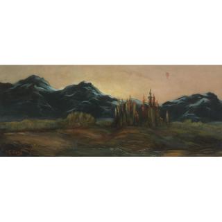 Gustave Doré - French A Balloonist Over A Mountainous Landscape