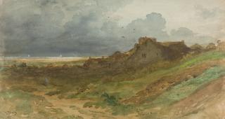 Gustave Doré - Küstenlandschaft mit Reiter bei aufziehendem Gewitter.