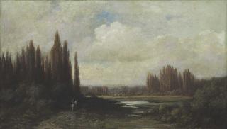 Gustave Doré - Landscape With A Rider By A Pond