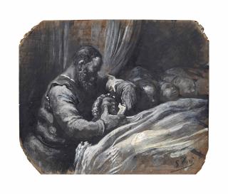 Gustave Doré - The Ogre: A Bedtime Scene With A Bearded Man And Five Children Sleeping