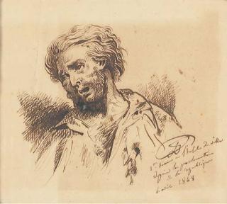 Gustave Doré - Un Homme À Mi-Corps, La Tête Penchée Vers La Gauche