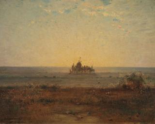 Gustave Guillaumet - Karawane vor untergehender Sonne