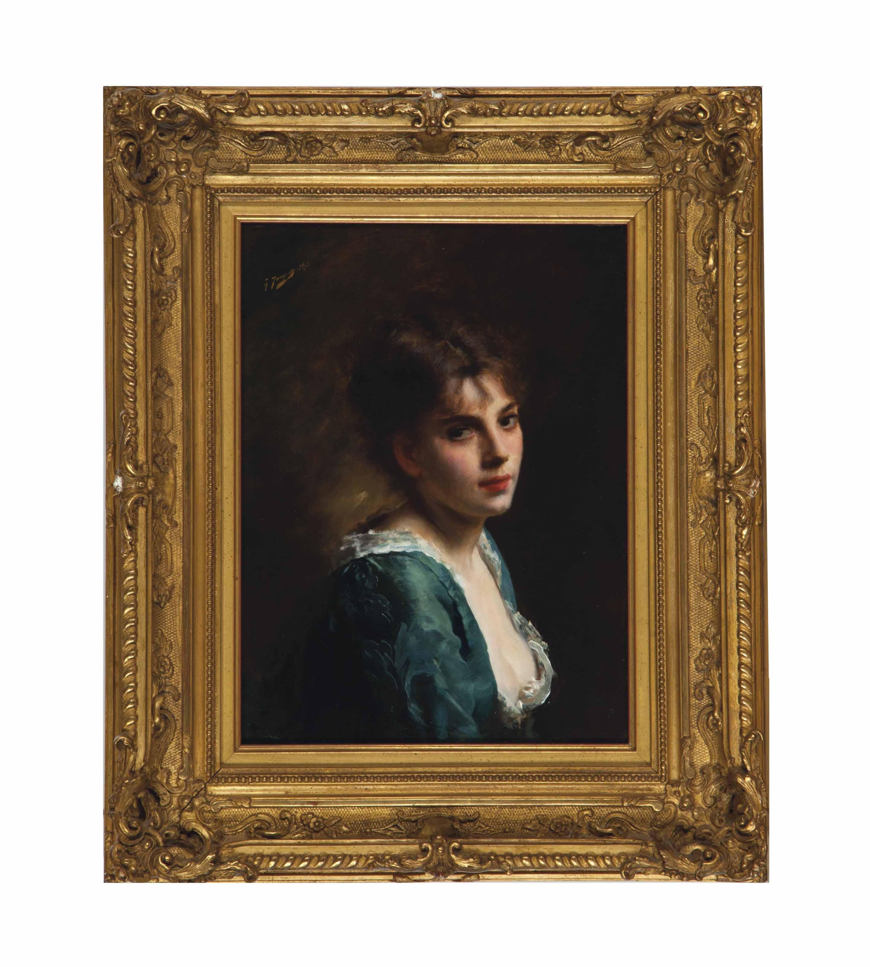 Gustave Jean Jacquet - Fille En Robe Bleu