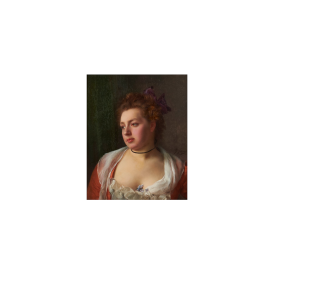 Gustave Jean Jacquet - Portrait Bust of a Young Woman 12 x 9 3/4 in. (30.5 x 24.5 cm) framed 20 x 17 1/2 x 2 3/4 in.