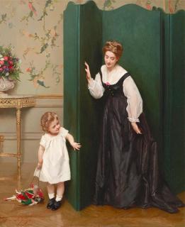 Gustave Léonhard De Jonghe - Playing peek-a-boo