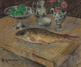 Gustave Loiseau - Carpe et compotier
