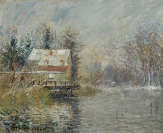 Gustave Loiseau - Maison Au Bord De L\'Eau, Effet De Neige