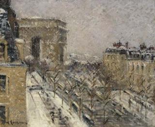 Gustave Loiseau - Paris, L\'Arc de Triomphe Sous La Neige