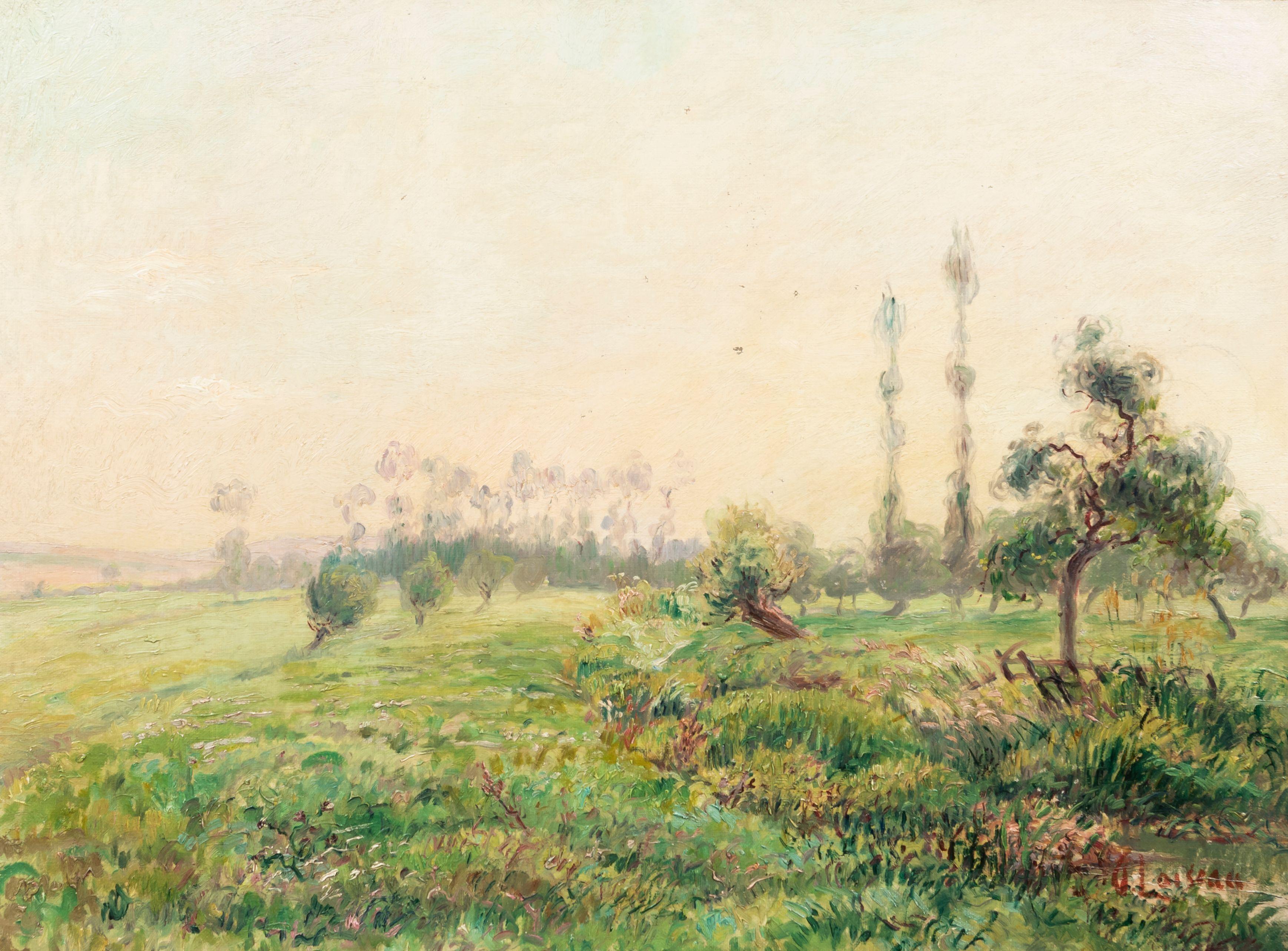 Gustave Loiseau - Paysage de Normandie, Ricarville, framed 70.6 x 86.4 x 6.6 cm (27 5/8 x 34 x 2 1/2 in).