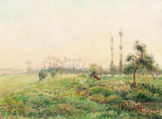 Gustave Loiseau - Paysage de Normandie, Ricarville, framed 70.6 x 86.4 x 6.6 cm (27 5/8 x 34 x 2 1/2 in).