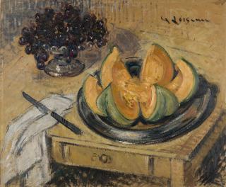 Gustave Loiseau - Stillleben mit Melone und Weintrauben.