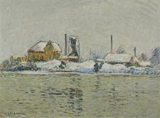 Gustave Loiseau - Usine Au Bord De L\'Oise, Effet De Neige