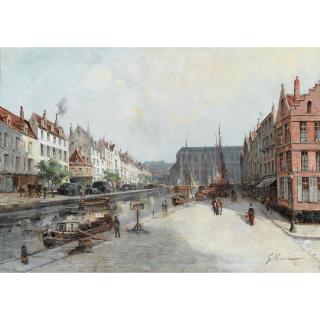 Gustave Mascart - Le Quai Aux Herbes À Gand