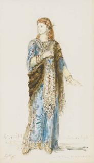 Gustave Moreau - Costume design for Glycère from the final act of the opera Sapho by Charles Gounod