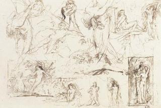 Gustave Moreau - Feuille d\'études de personnages