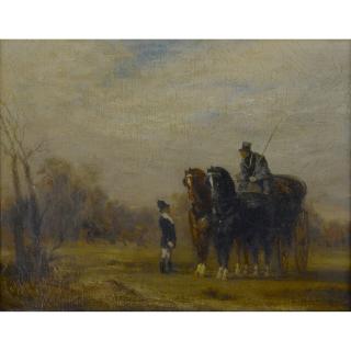 Gustave Moreau - Petite Diligence, Ou Relais De Postegustave Moreau ; The Coach ; Signed Twice And Dated \'54 Lower Right ; Oil On Canvas