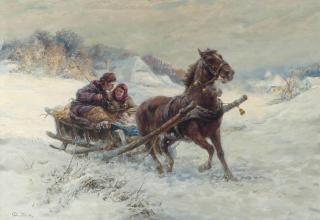 Gustave Prucha - A Romantic Sleigh Ride