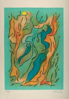 Gustave Singier - Composition vert-orange.