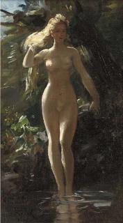 Gustave Surand - A nymph in a woodland pool
