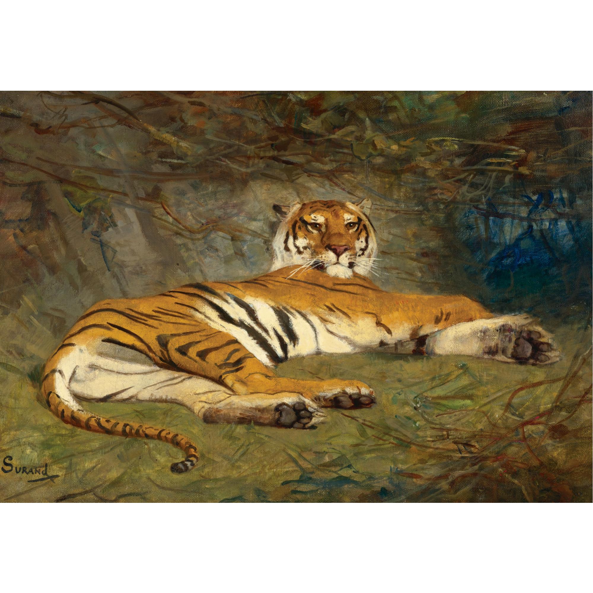 Gustave Surand - French The Recumbent Tiger