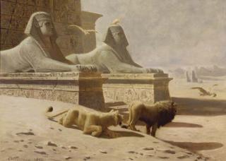 Gustave Wertheimer - Lions Guarding An Egyptian Tomb