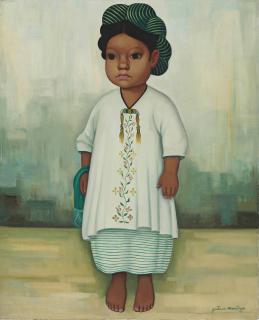Gustavo Montoya - Niña con huipil y rebozo