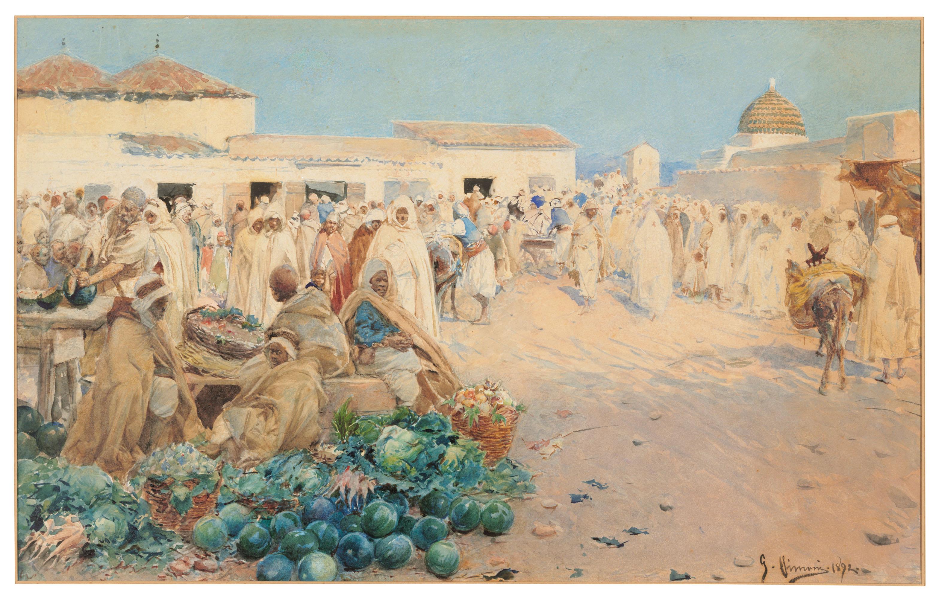 Gustavo Simoni - A busy market, North Africa