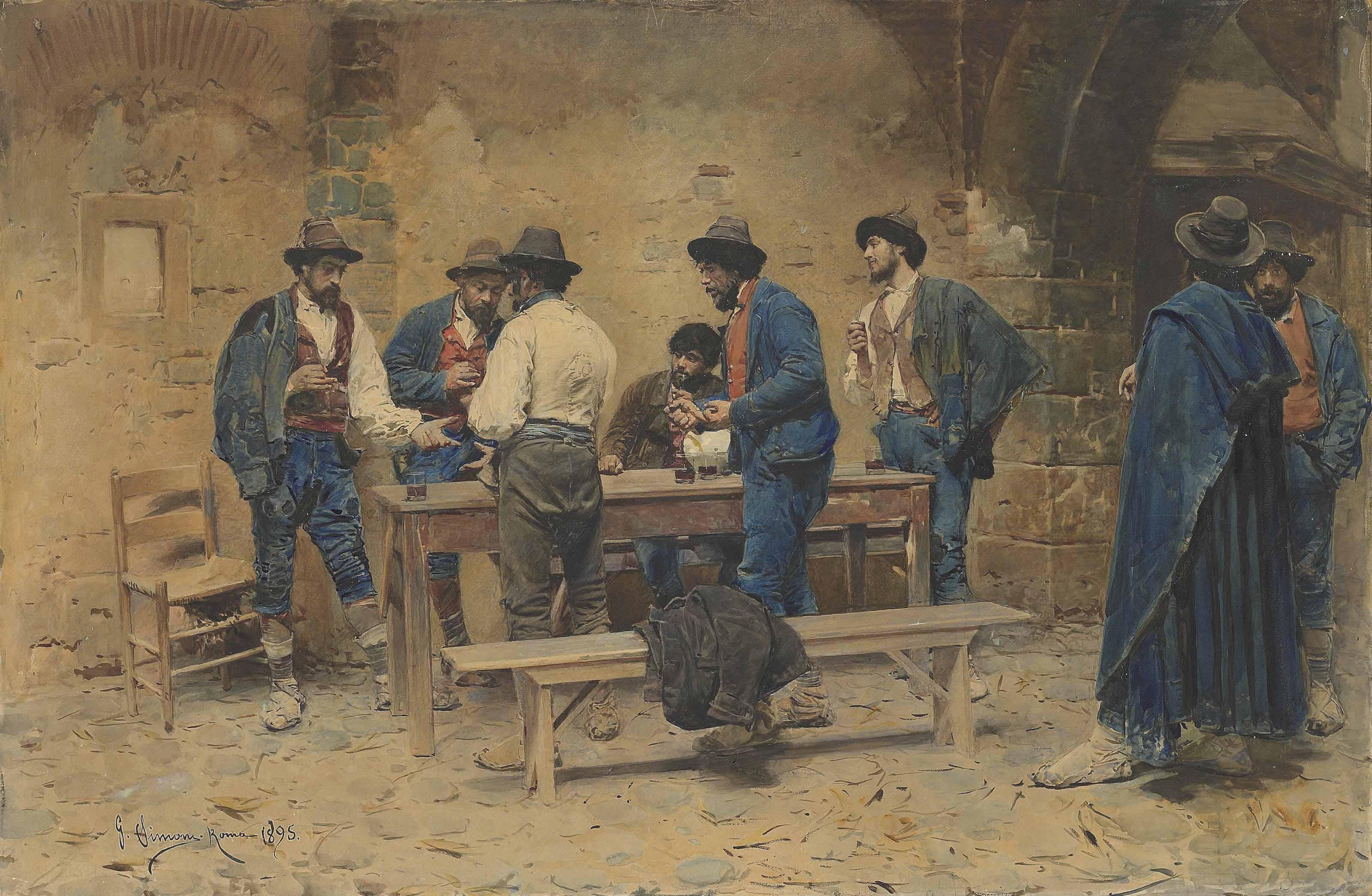 Gustavo Simoni - A Group Of Men Playing Morra