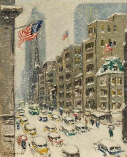 Guy Carleton Wiggins - Looking Downtown 5th Avenue at 53rd Street