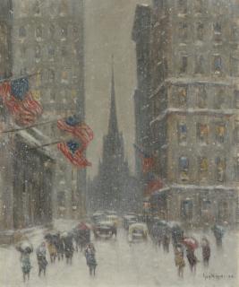 Guy Carleton Wiggins - Old Trinity, New York, From Wall Street