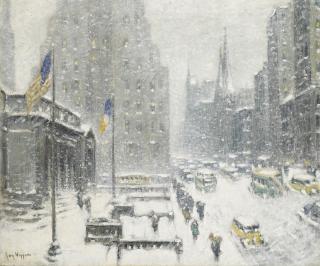 Guy Carleton Wiggins - The Public Library, New York Winter