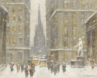 Guy Carleton Wiggins - Wall St In Winter