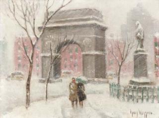 Guy Carleton Wiggins - Washington Square Park in Winter