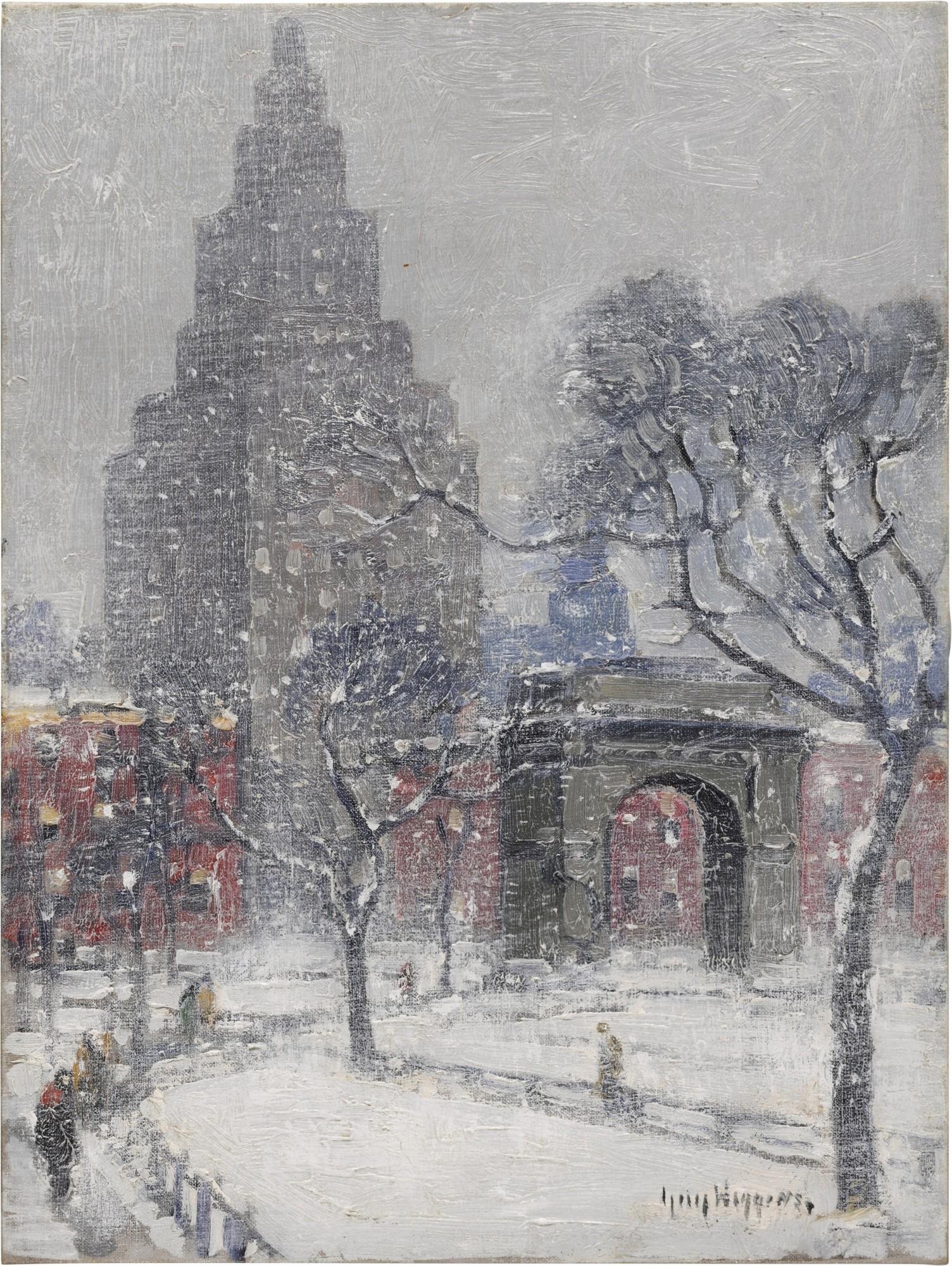 Guy Carleton Wiggins - Washington Square, Winter, New York