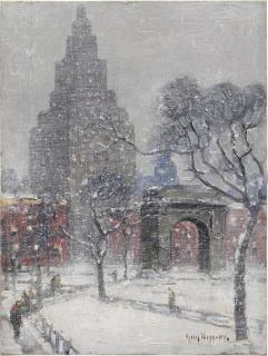 Guy Carleton Wiggins - Washington Square, Winter, New York