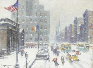 Guy Carleton Wiggins - Winter at the Library