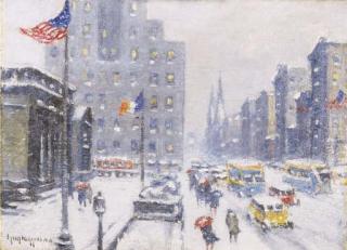 Guy Carleton Wiggins - Winter at the Library