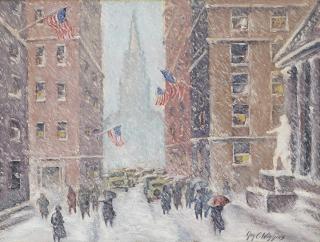 Guy Carleton Wiggins - Winter on Wall Street, Trinity Church